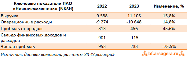 Ключевые показатели Нижнекамскшина, (NKSH) 2023