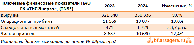 Ключевые показатели ТНС Энерго, (TNSE) 2024