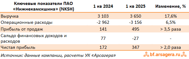 Ключевые показатели Нижнекамскшина, (NKSH) 1Q2025